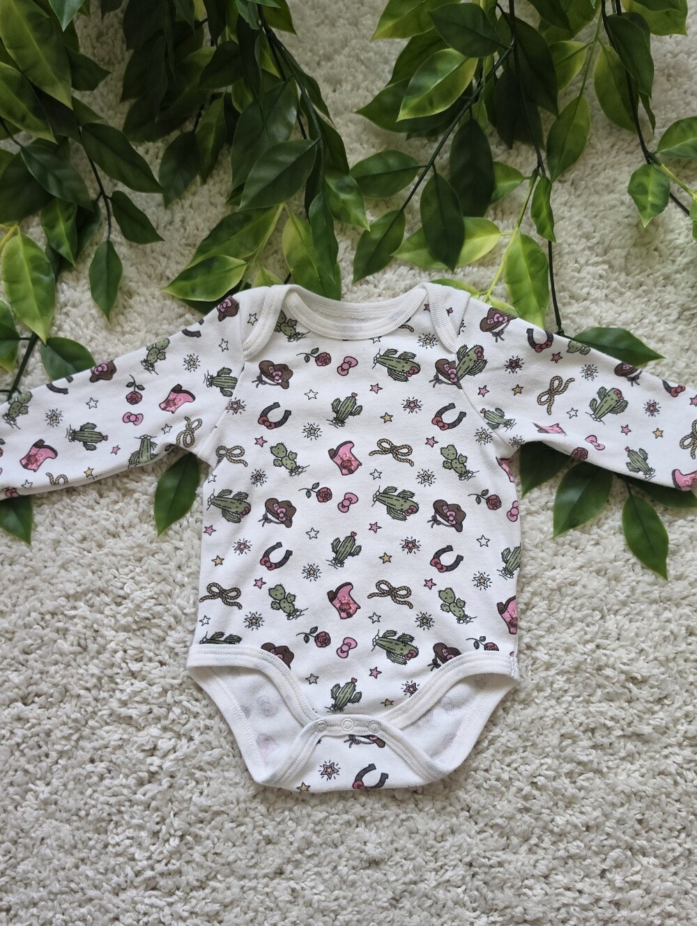 Baby Girl Western Hello Kitty Onesie (3-6 Months)